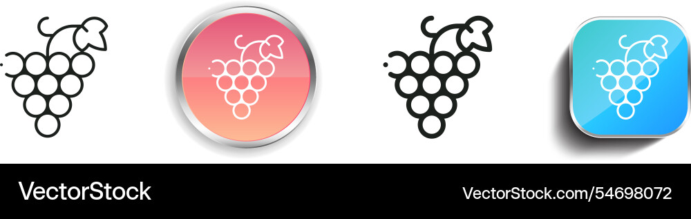 Grapes icon thin linear regular and button style Vector Image