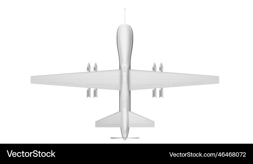 Military drone with rockets top view on white Military drone with rockets top view on white vector image