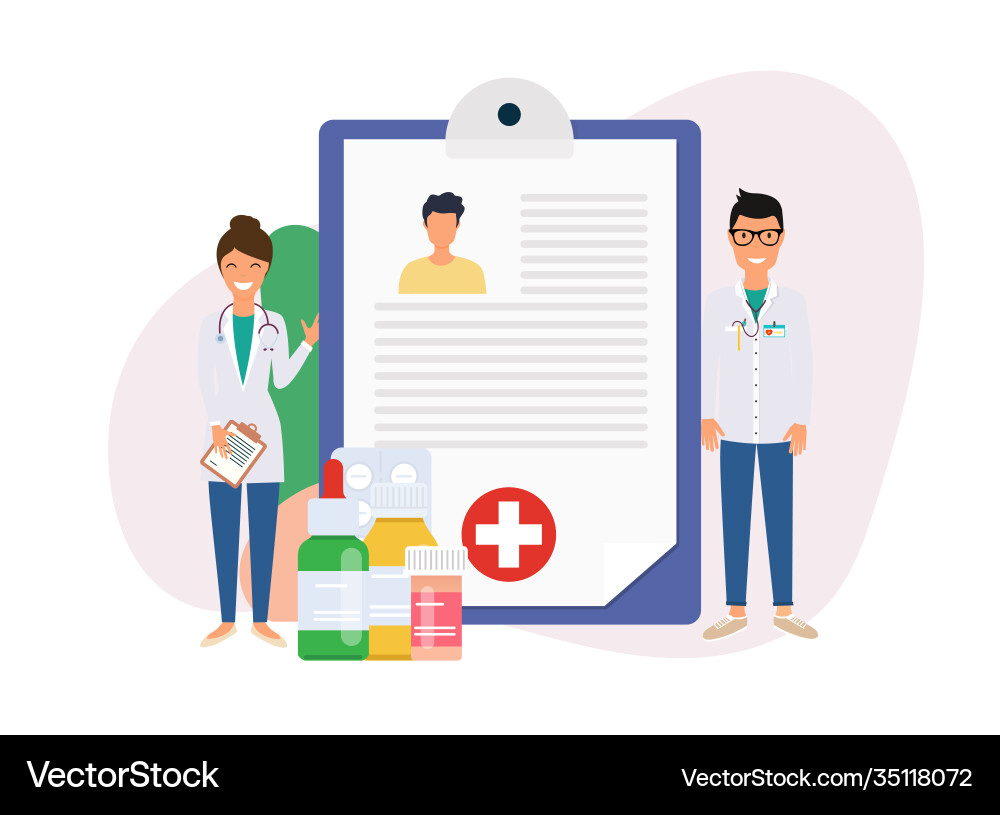 Patient card healthy diagnosis healthcare flat Patient card healthy diagnosis healthcare flat vector image