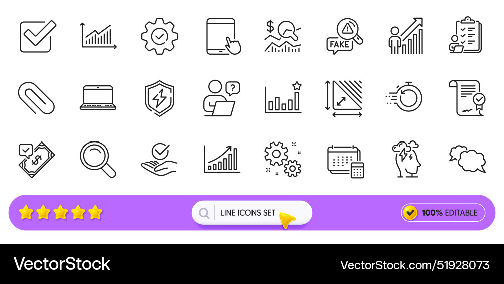 Efficacy account and execute line icons for web Efficacy account and execute line icons for web vector image
