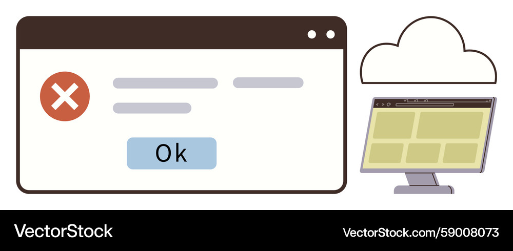Error notification and cloud sync visualization Error notification and cloud sync visualization Vector Image