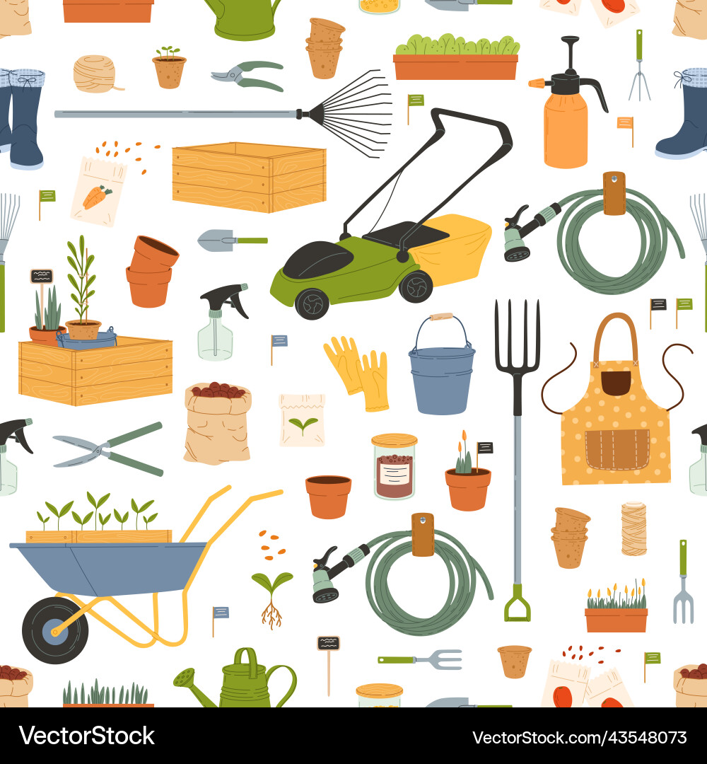 Farm Gardening Tools Pattern Royalty Free Vector Image