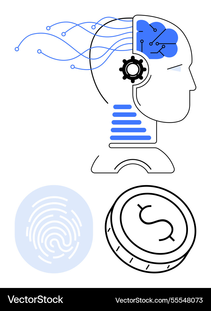 Human head with artificial intelligence Royalty Free Vector
