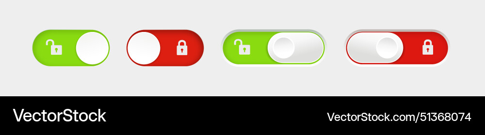 Blocked and unlocked toggle switch buttons vector image
