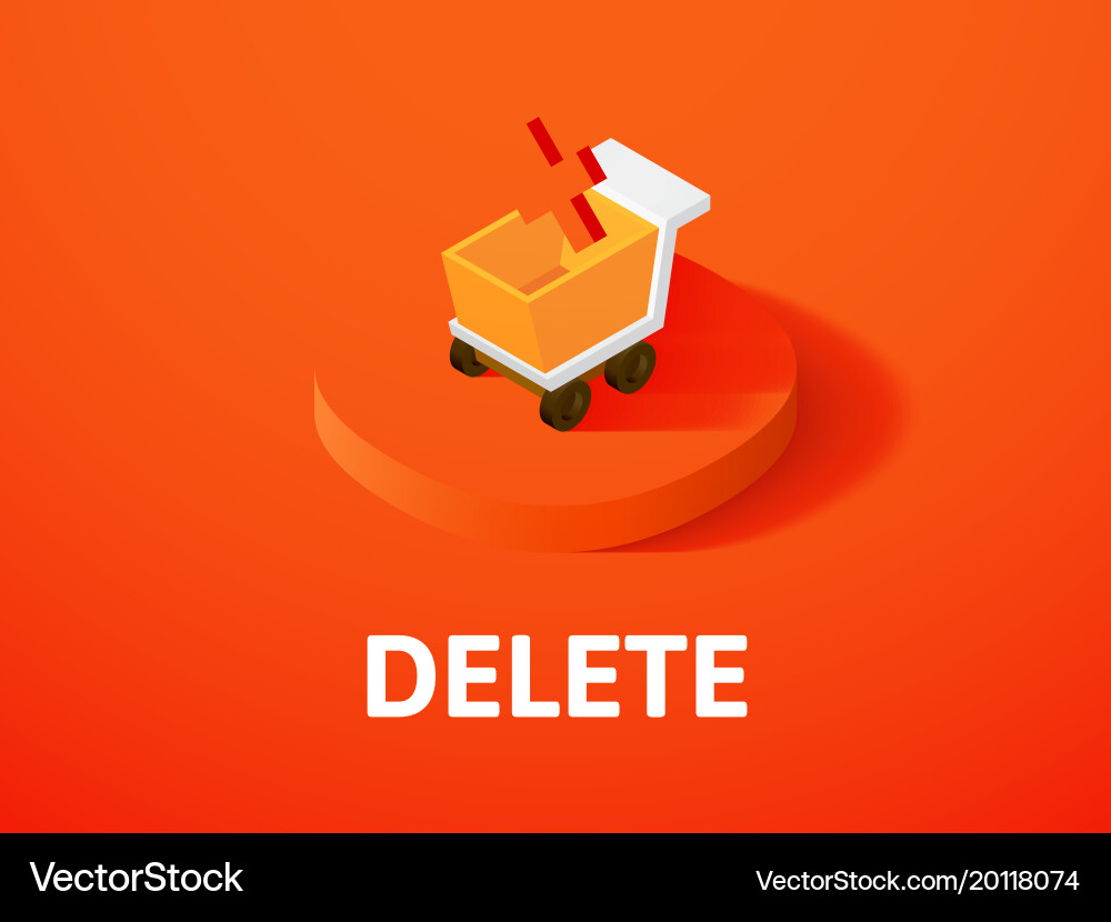 Delete isometric icon isolated on color vector image