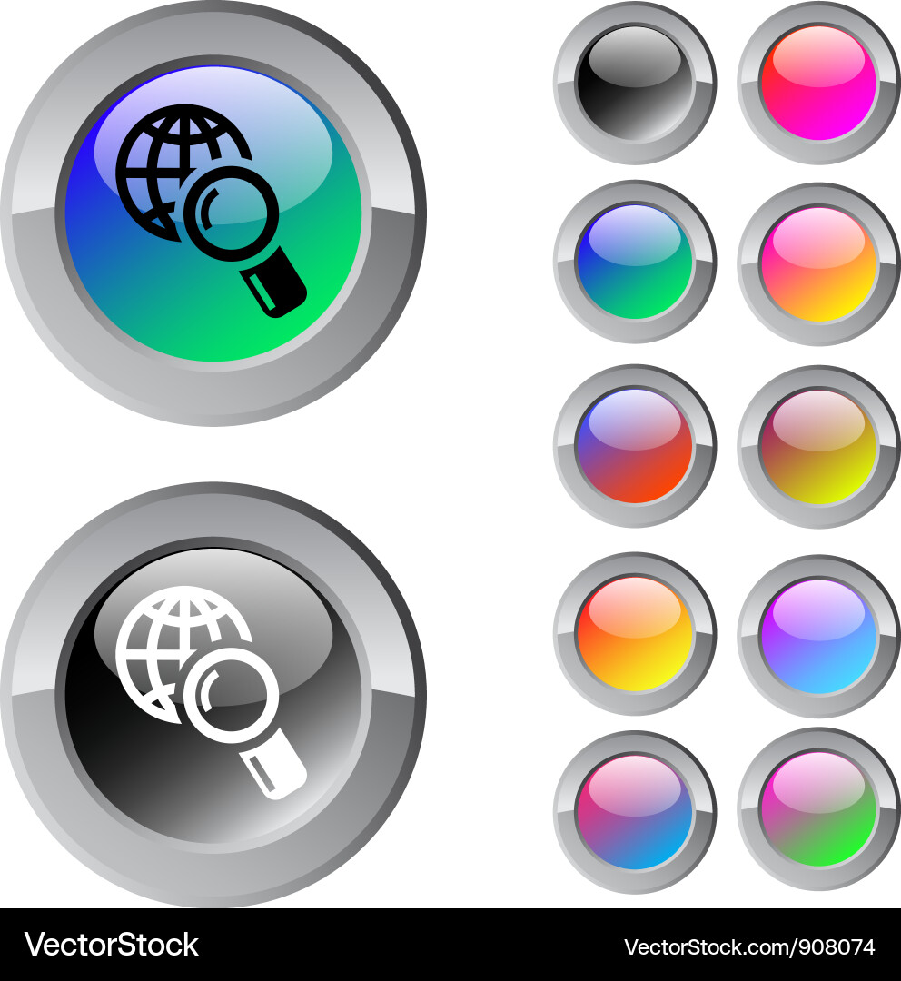 Global search multicolor round button Vector Image