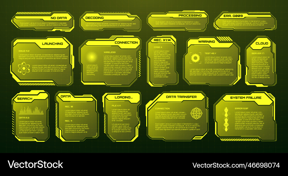 Yellow futuristic hud ui elements sci-fi user vector image