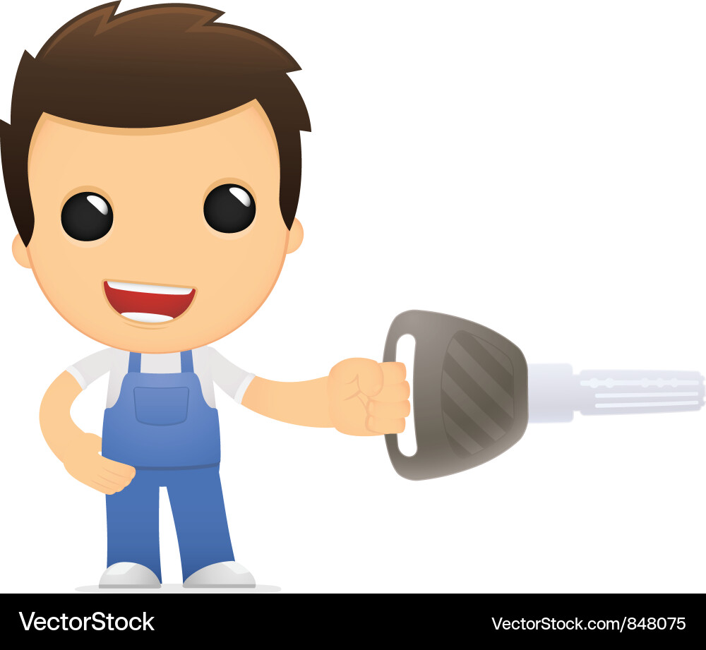 Cartoon Mechanic Character Vector Image