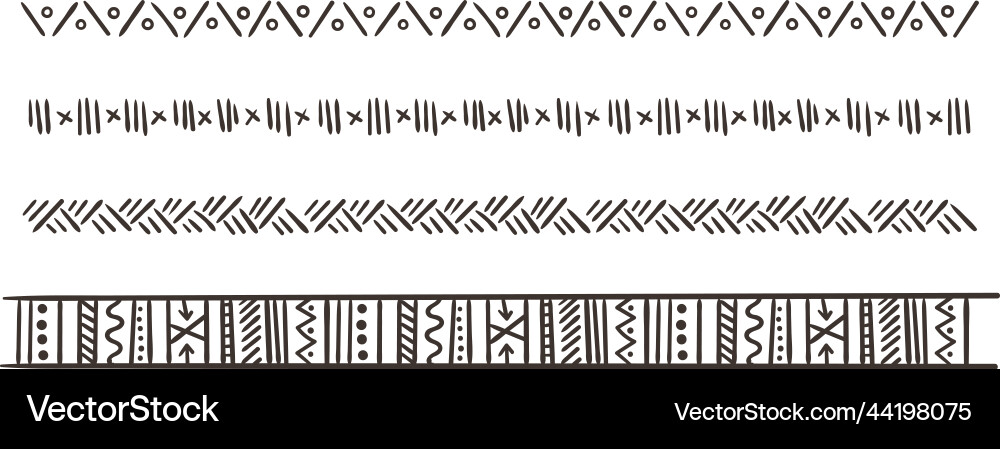 Decorative pattern line set tribal ornament Decorative pattern line set tribal ornament vector image