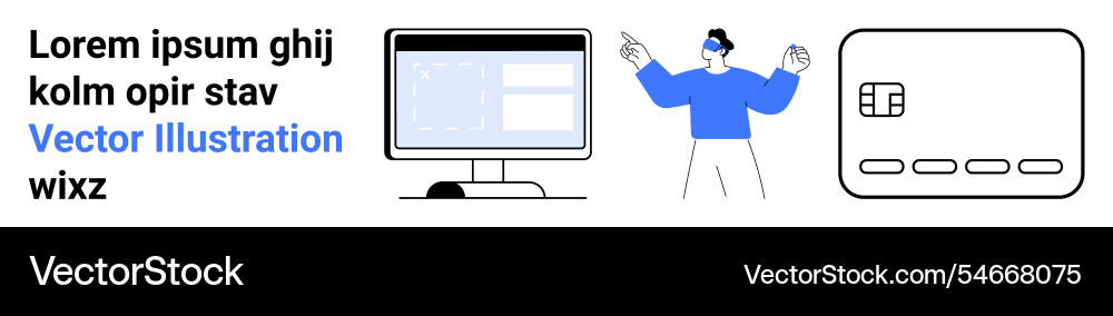 Desktop computer displaying software interface Vector Image