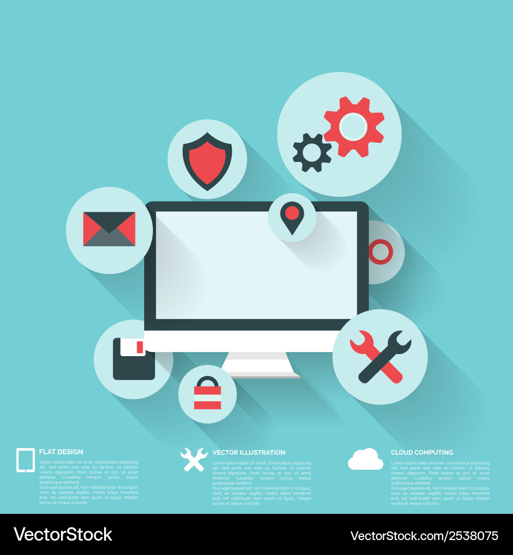 Flat abstract background with web icons interface vector image