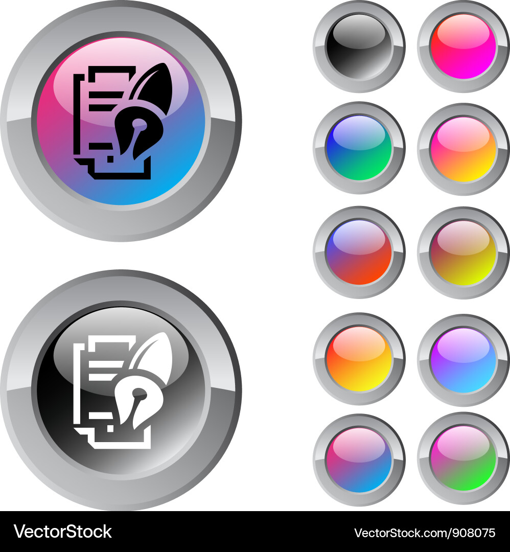 Form and pen multicolor round button Vector Image
