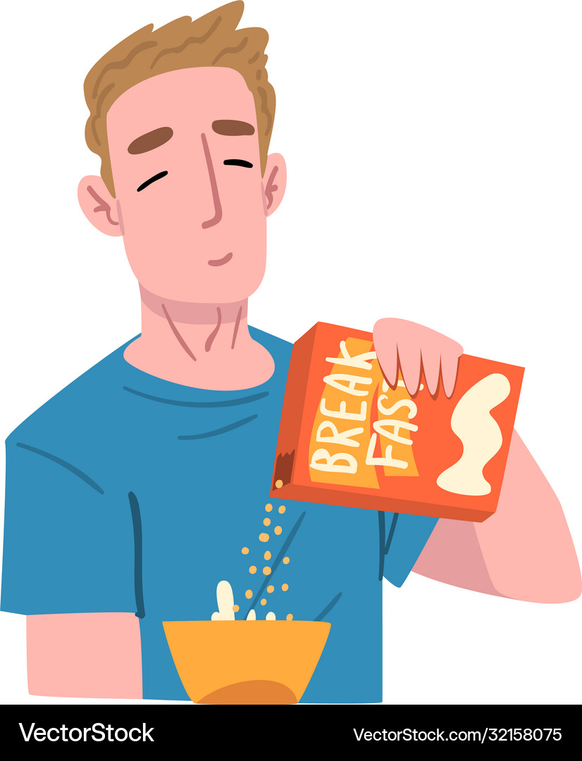 Guy having breakfast at kitchen table people – Royalty-Free Vector |  VectorStock, image size:826x1080