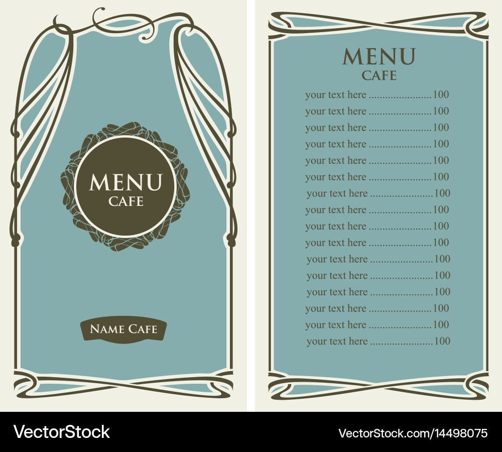 Menu for cafe with price list and curlicues frame Vector Image