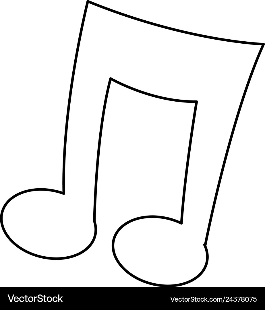 Music note cartoon symbol in black and white – Royalty-Free Vector |  VectorStock, image size:923x1080