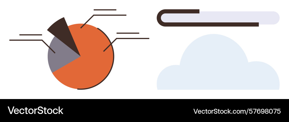 Pie chart with data segments and book above Pie chart with data segments and book above Vector Image