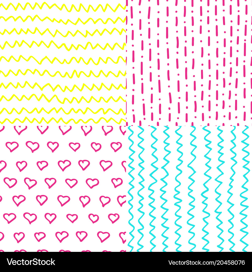 Abstract handdrawn seamless patterns set simple Vector Image