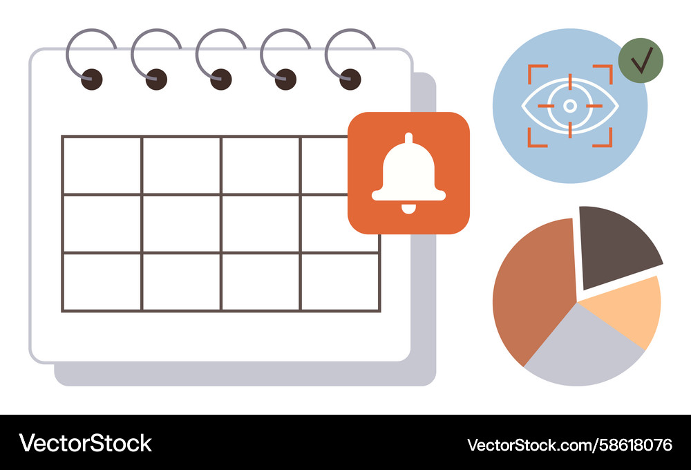 Calendar planning with notifications and analytics Calendar planning with notifications and analytics Vector Image