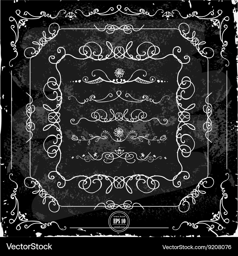 Chalkboard Doodle Border Collection vector image