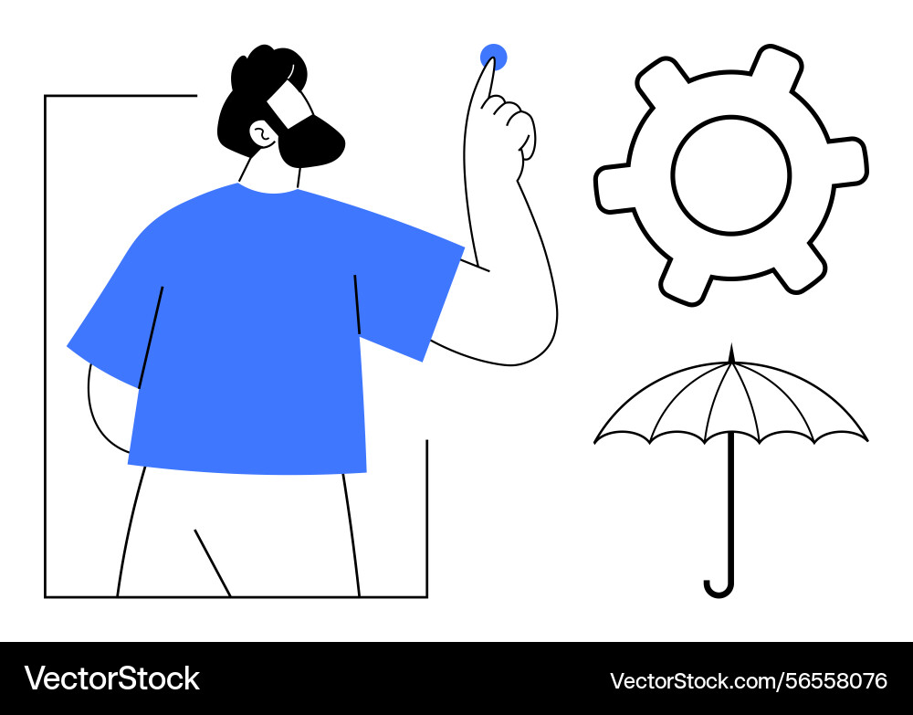 Decision-maker pointing to idea with technological Decision-maker pointing to idea with technological vector image