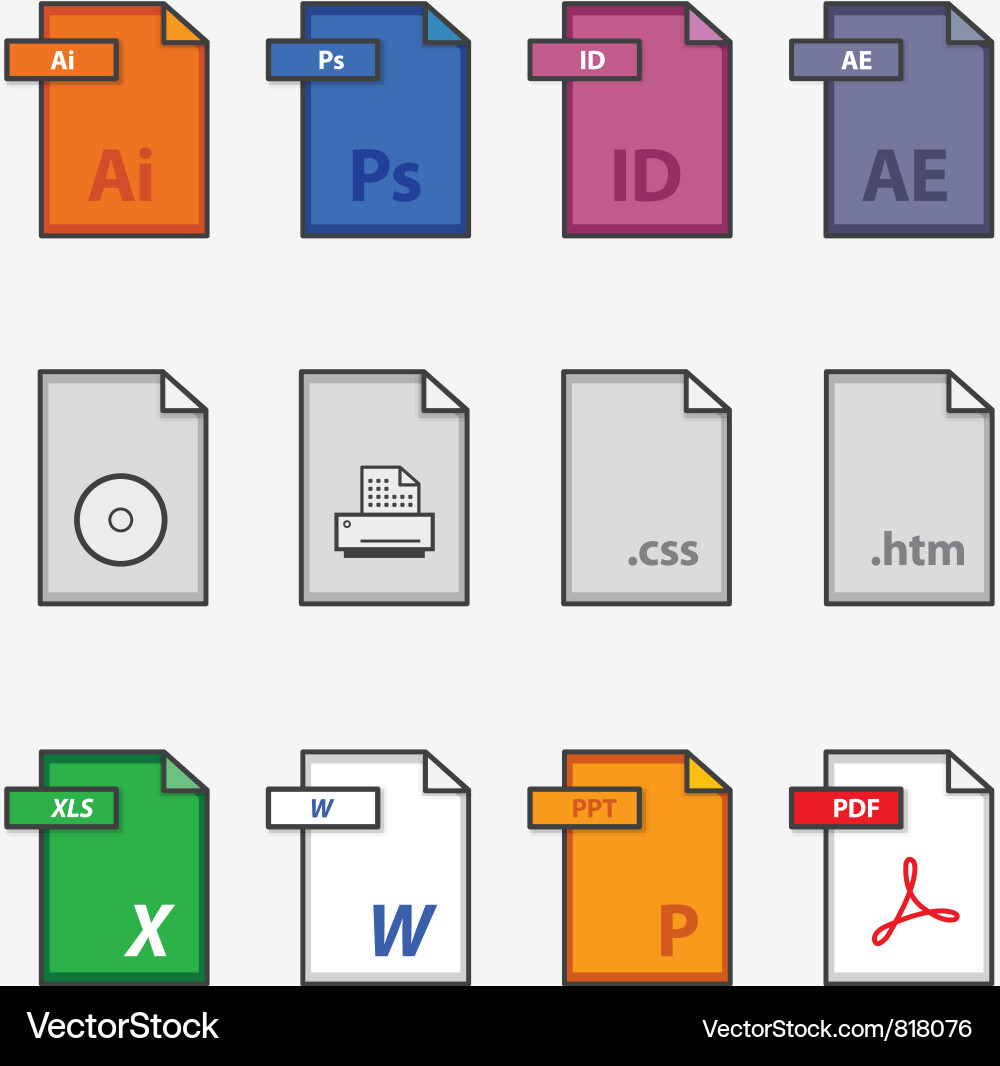 File Extension Icons Vector Image