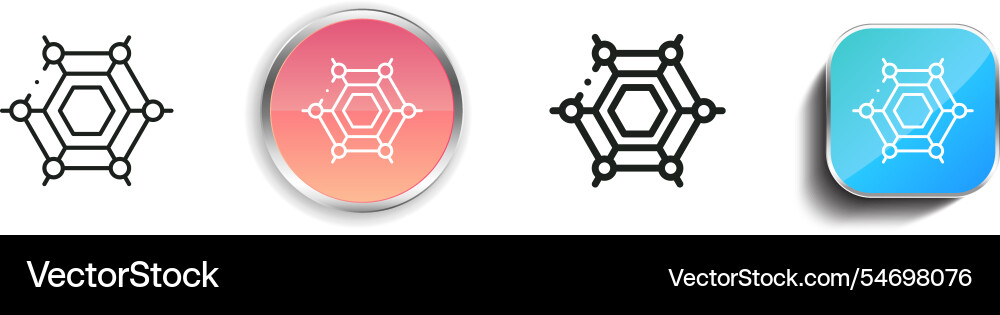 Graphene icon thin linear regular and button vector image