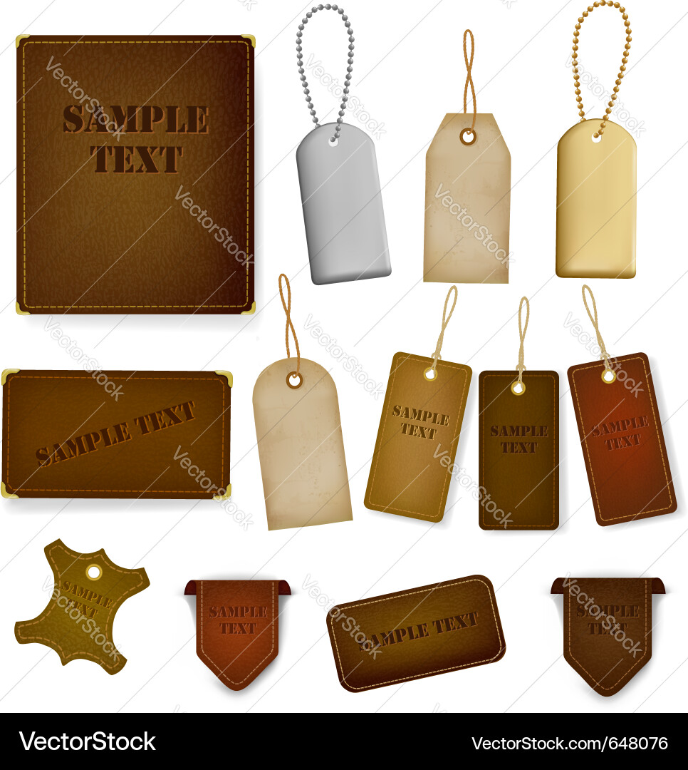 Leather Labels and Tags Collection Vector Image