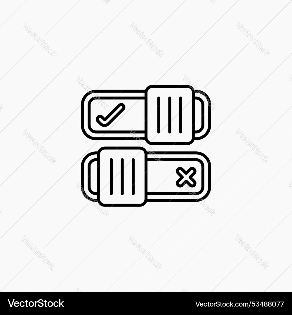 Button on offline in thin line black color flat Vector Image