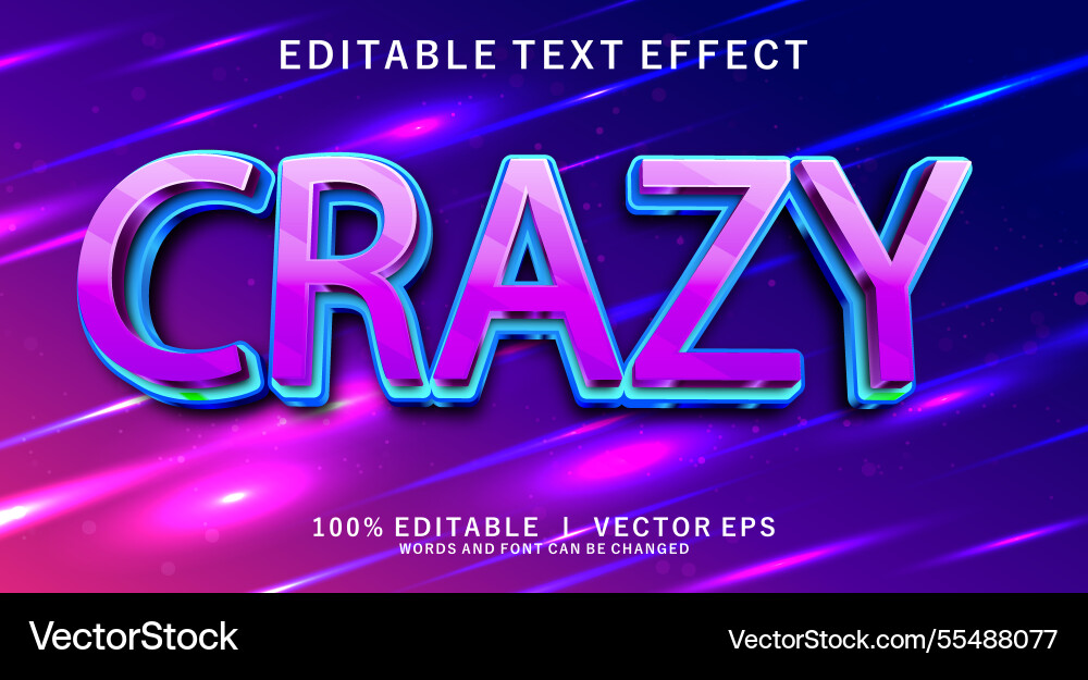 Crazy 3d text effect with modern style design Crazy 3d text effect with modern style design vector image