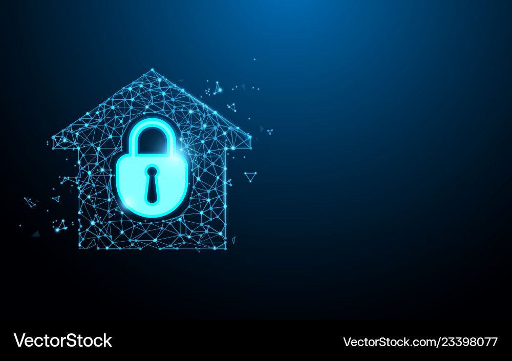 Home security icon form lines and particle vector image