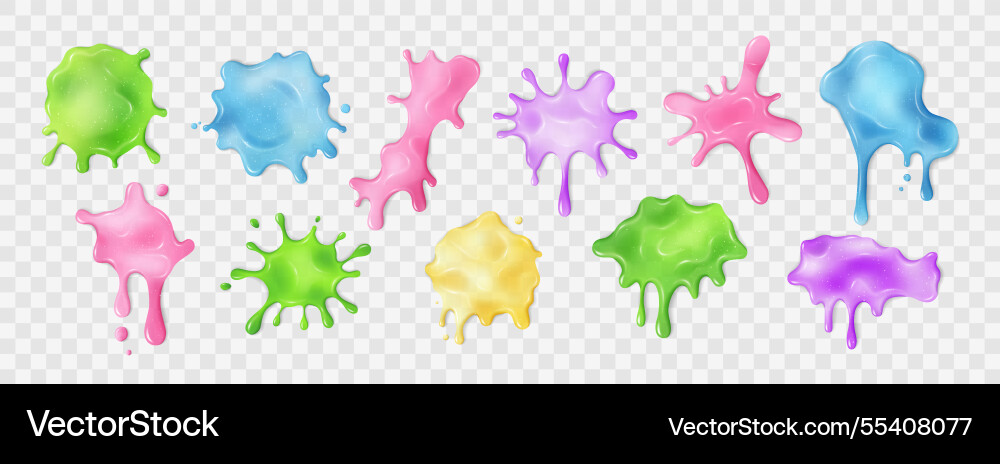 Liquid multicolored slime blots isolated elements Liquid multicolored slime blots isolated elements vector image