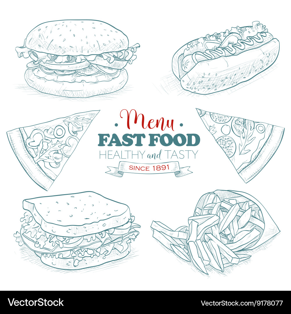 Scetch fast food menu Vector Image
