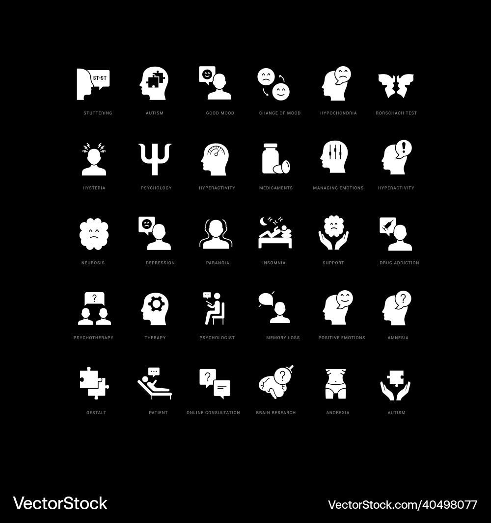 Set of simple icons psychology Set of simple icons psychology vector image