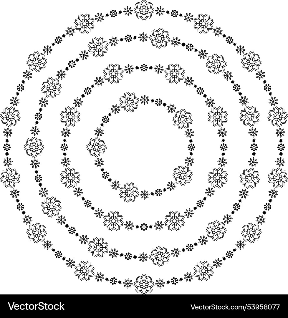 Snowflake circle frames set winter Snowflake circle frames set winter vector image
