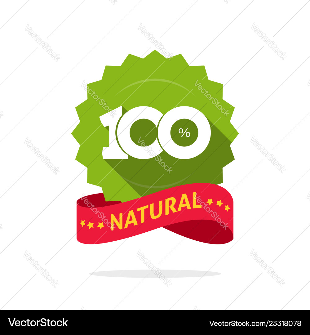 100% Natural Green & Red Label Stamp Vector Image