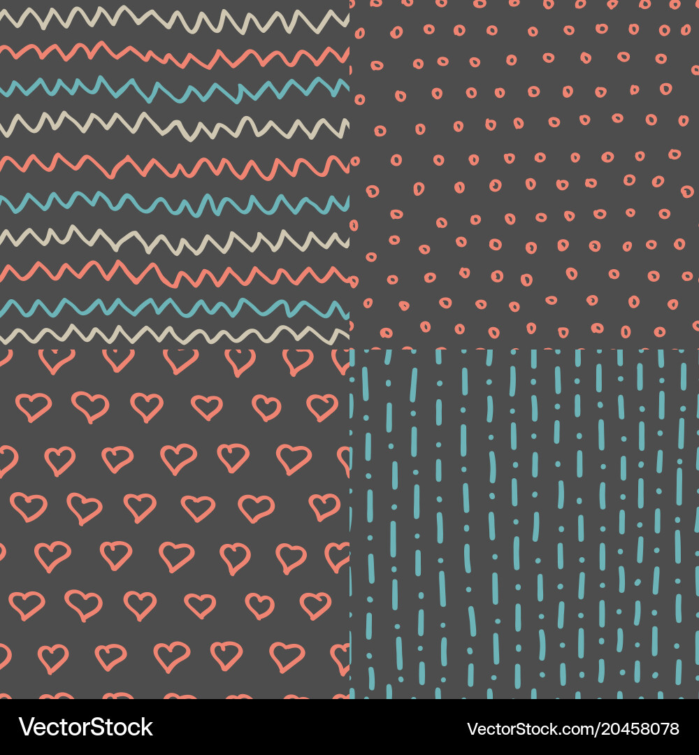 Abstract handdrawn seamless patterns set simple vector image