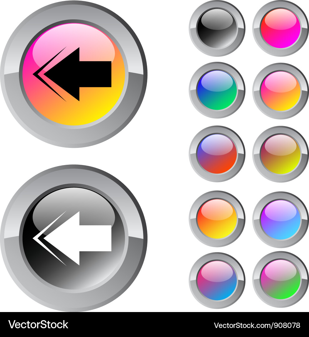 Back arrow multicolor round button vector image