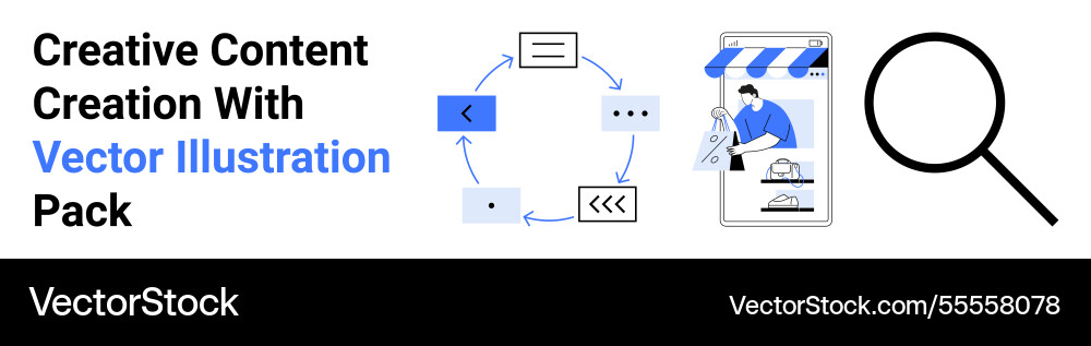 Content Kreationsprozess mit kreisförmigem Workflow vektorbild