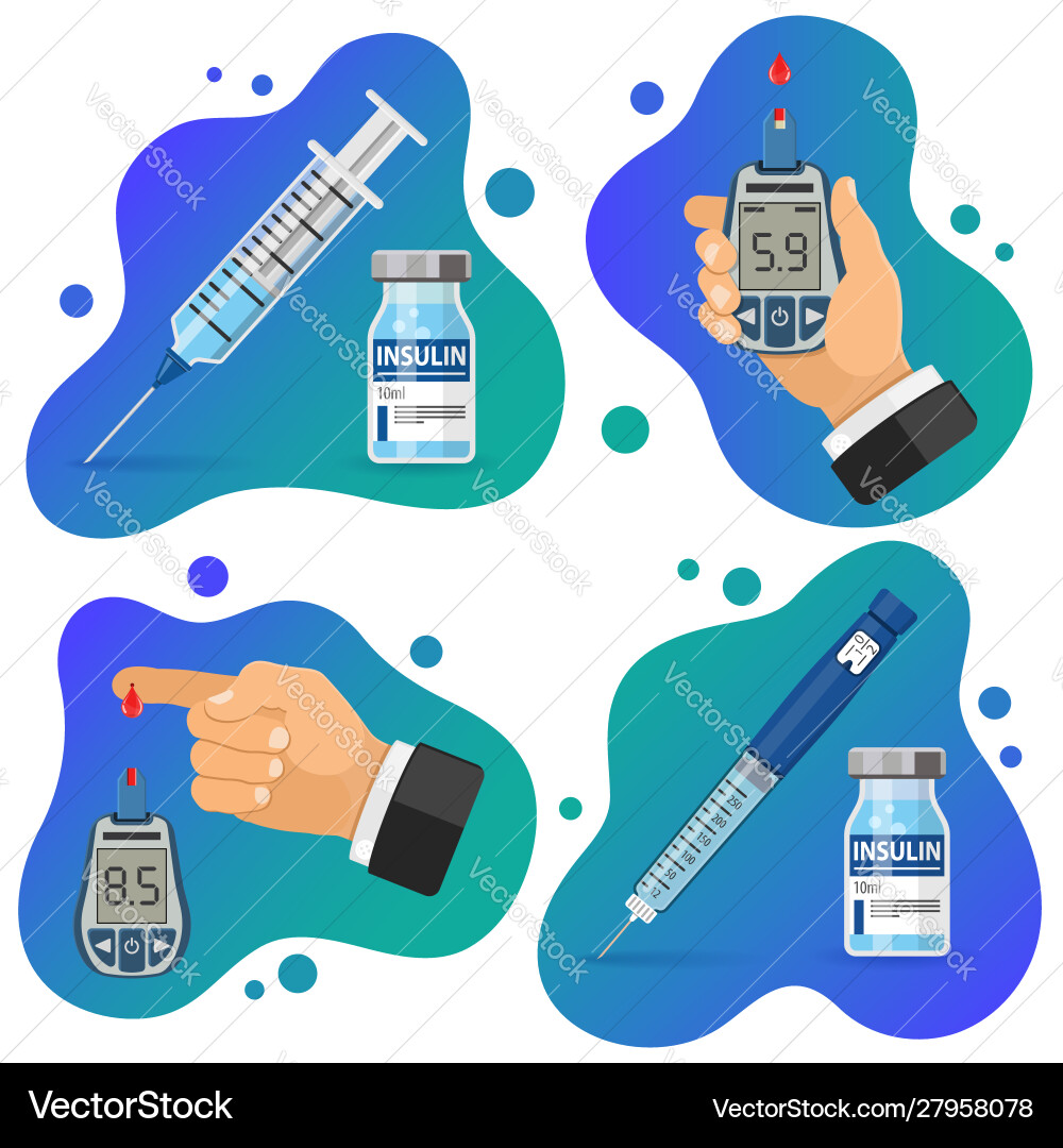 Diabetes banners with glucometer syringe vector image