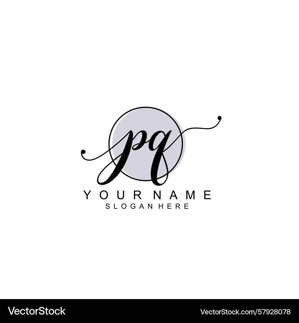 Handwriting logo concepts with initial pq Vector Image