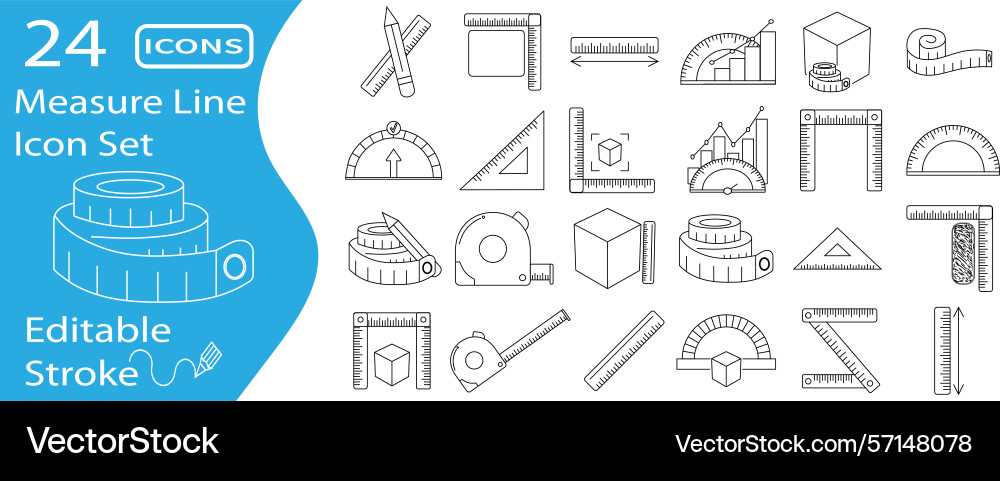 Measure line icon set - editable stroke style Vector Image