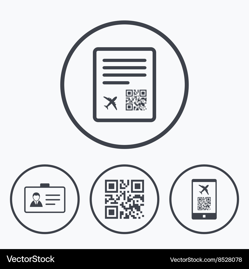Qr scan code icon boarding pass flight sign Vector Image
