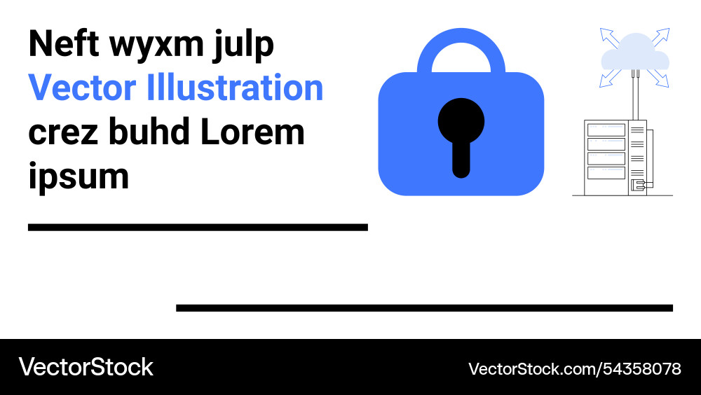 Secure data storage concept with lock and server Secure data storage concept with lock and server vector image