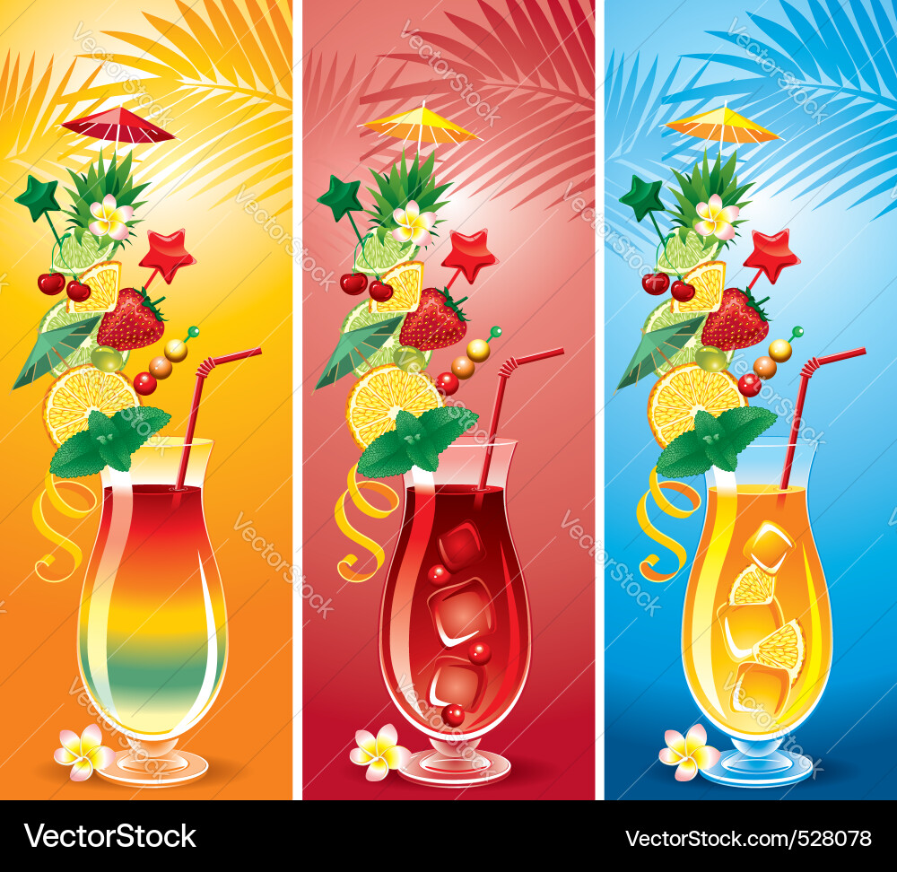 Tropical Cocktail Set Vector Image