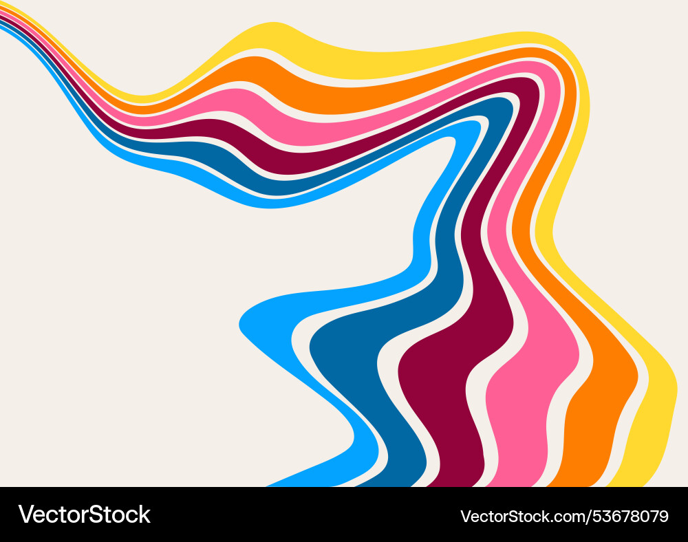 Background with colored parallel lines deformed vector image