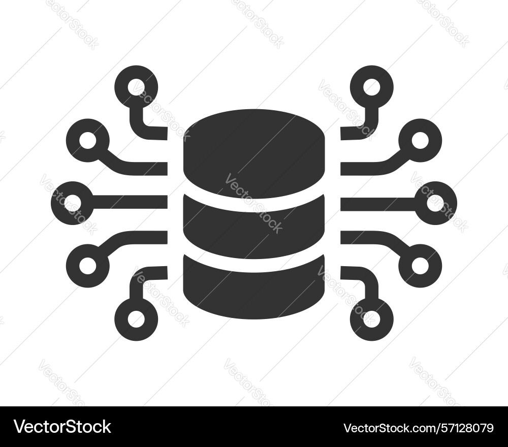 Clean modern icon of a data server connected vector image