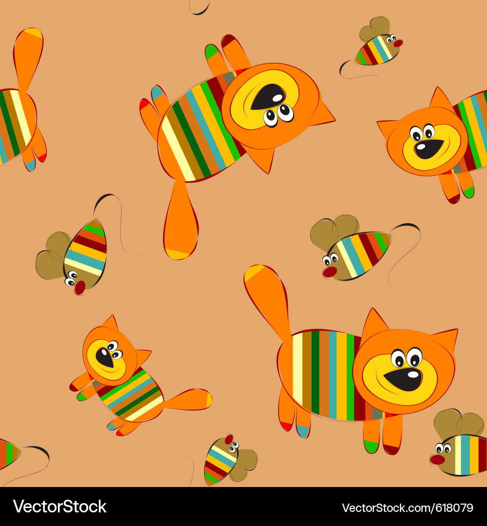 Cute Cartoon Cats and Mice Pattern vector image