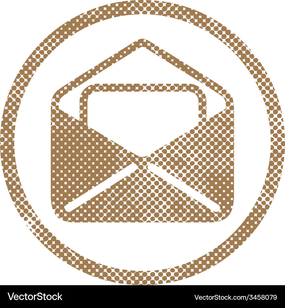 Envelope mail icon with pixel print halftone dots Vector Image