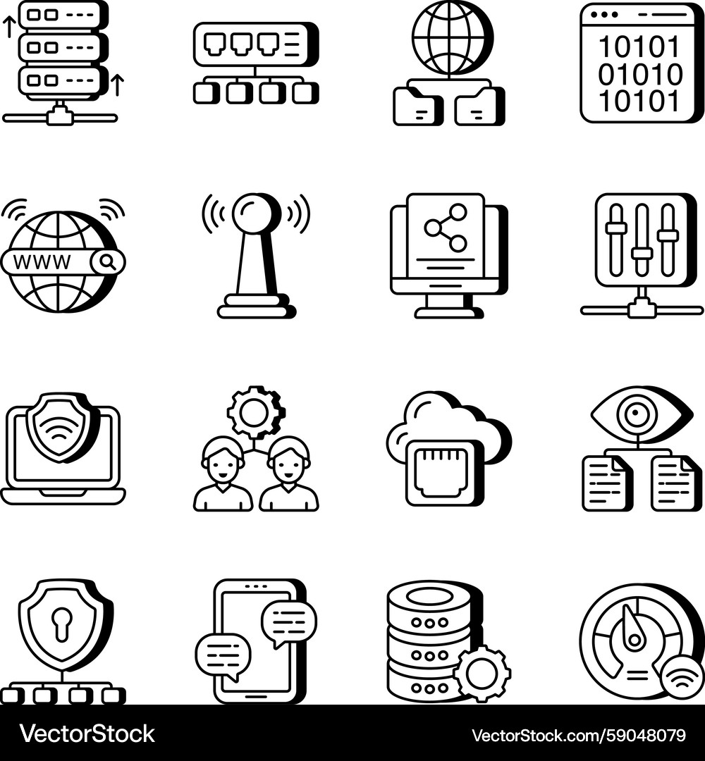 Linear Network & Tech Icons Vector Image