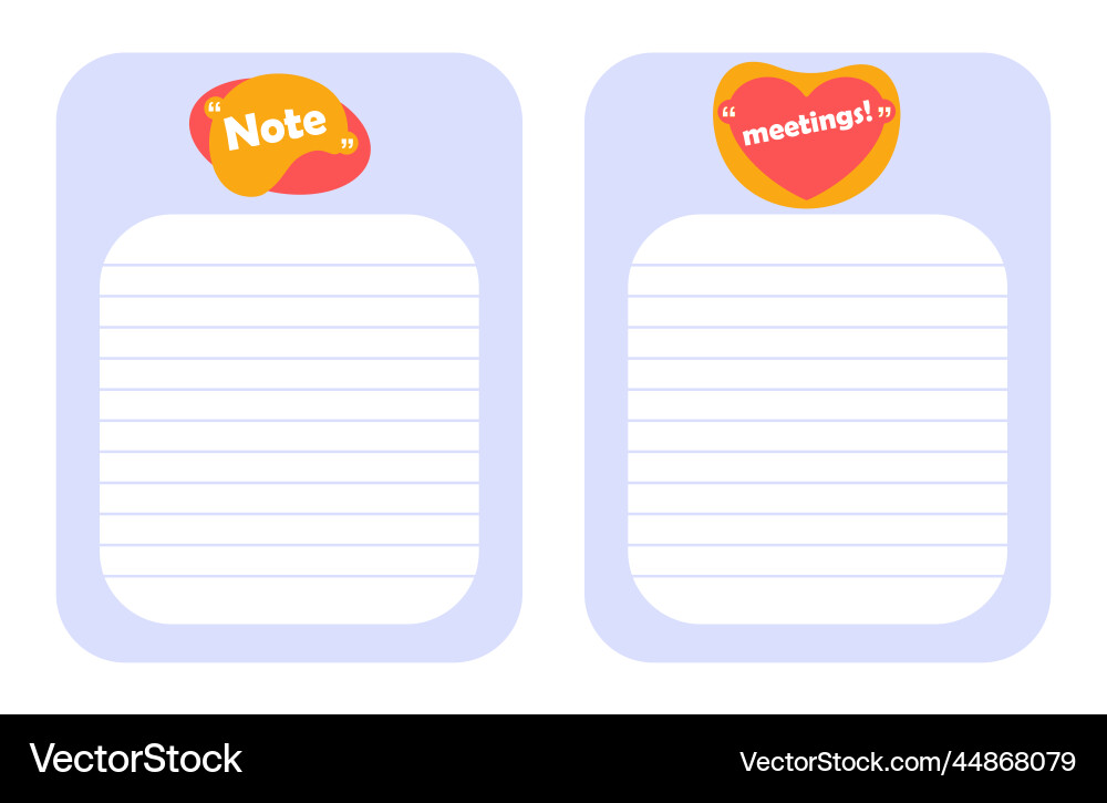 Notebook Paper Sheets - Meeting Notes vector image